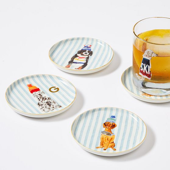 Mark &amp; Graham x Gray Malin Ski Dog Coasters, Set of 4 | Mark and Graham