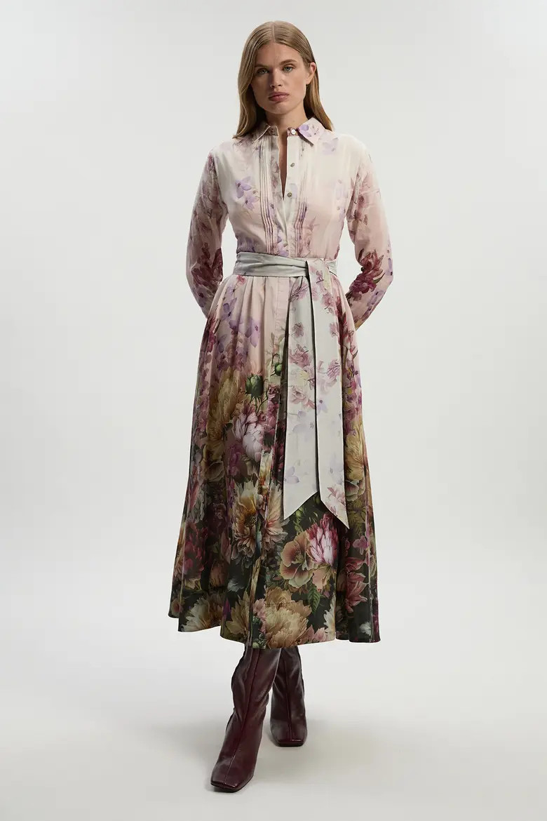 Karen Millen Floral Long Sleeve Woven Maxi Dress at Nordstrom, Size 2 | Nordstrom