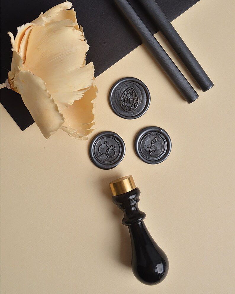 Wax Seal Stamp Dark Grey Personalised Wax Seal Stamp Wedding - Etsy Canada | Etsy (CAD)