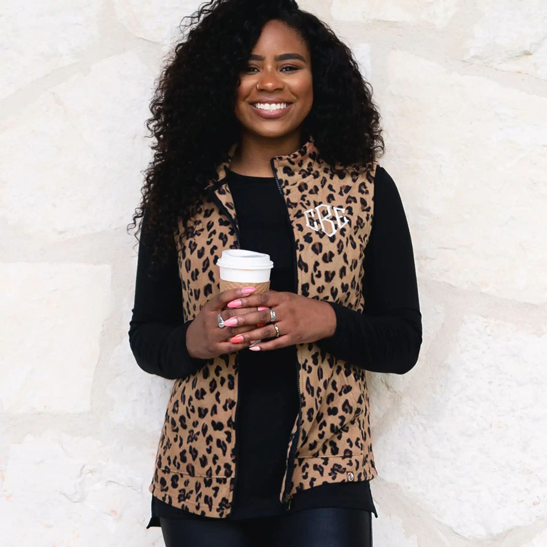 Monogrammed Leopard Fleece Vest | Marleylilly