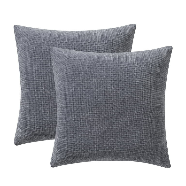 Mainstays Solid Chenille Decorative Throw Pillow Set, Grey, 18" x 18", 2 Pieces | Walmart (US)