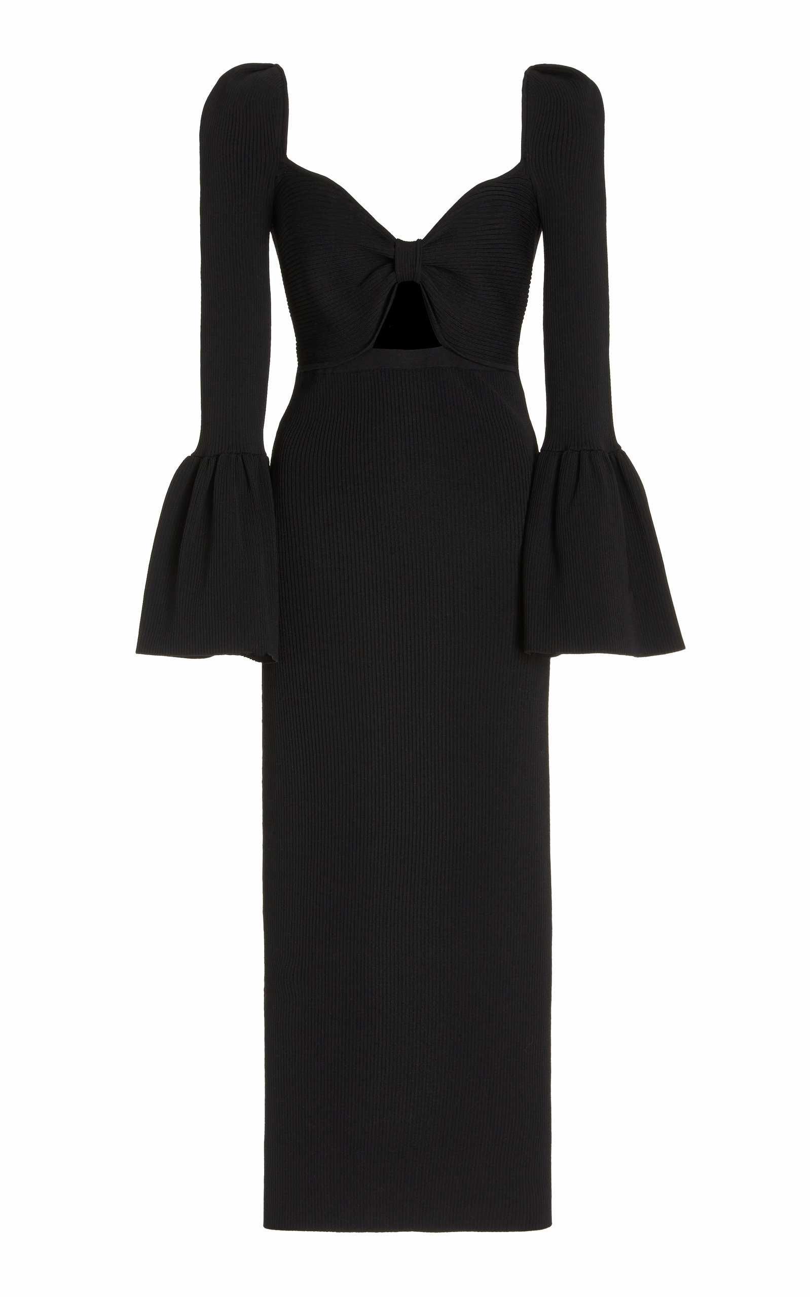 Bow-Detailed Ribbed Knit Midi Dress | Moda Operandi (Global)