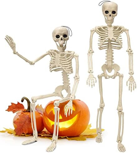 Daboot 1 Piece Halloween Skeleton Decorations, 26'' Posable Skeleton Halloween Prop for Haunted H... | Amazon (US)