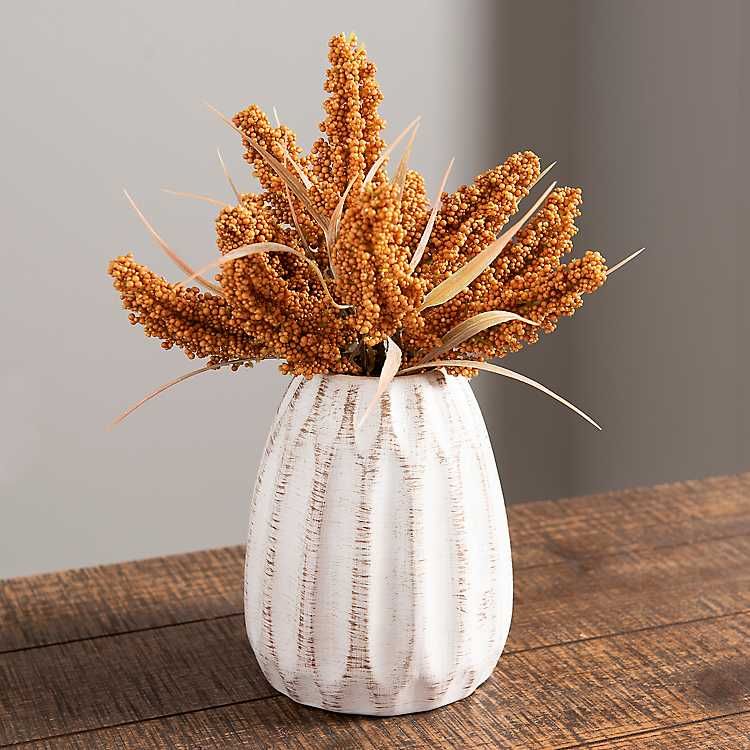 Orange Wheat Arrangement in White Vase | Kirkland's Home