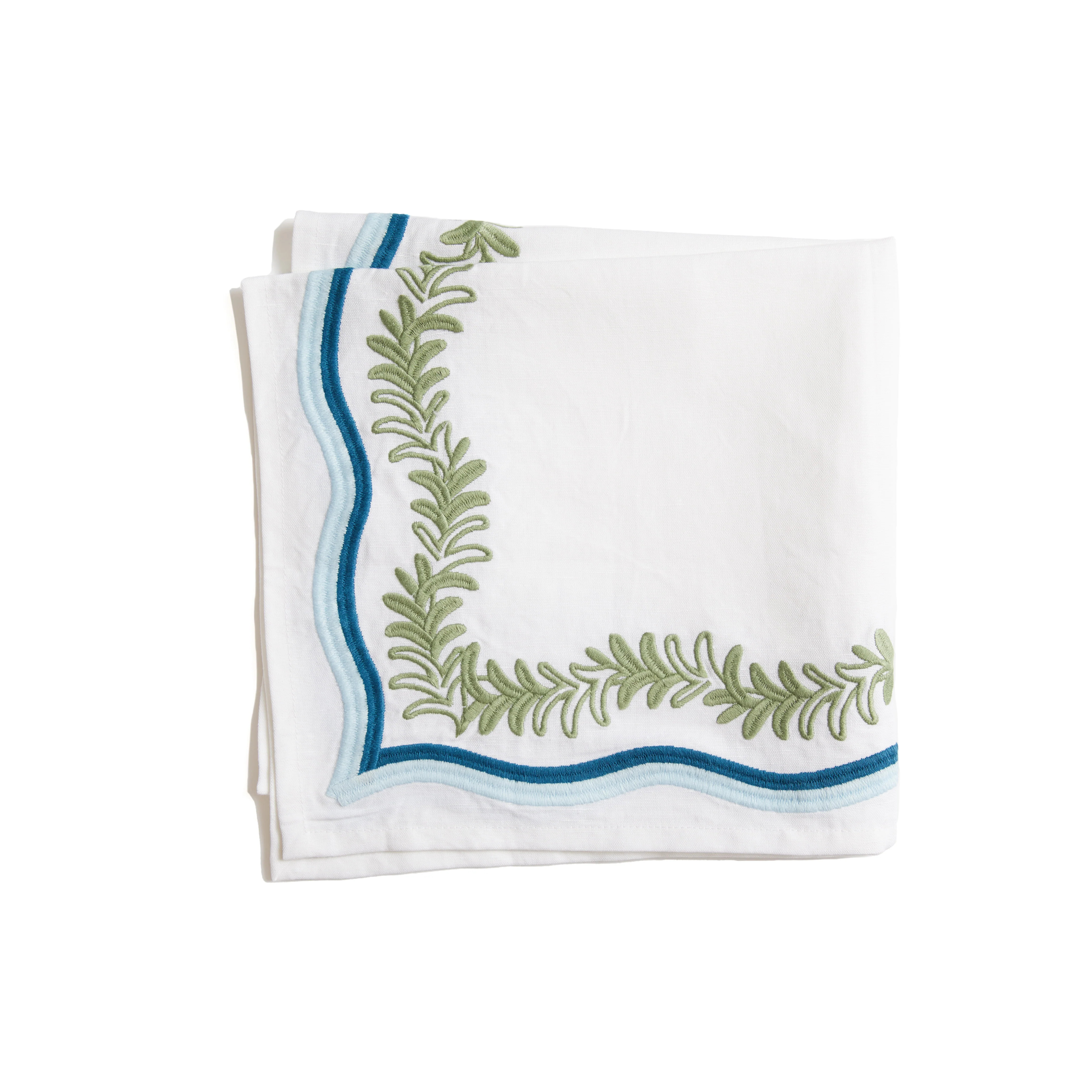 Palmerie Azul Embroidered Napkin | Maison Venu