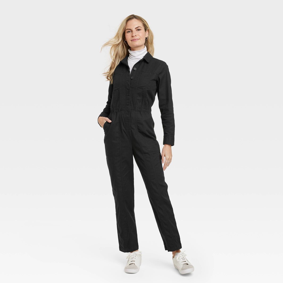 Women's Button-Front Coveralls - Universal Thread™ Black 2 | Target