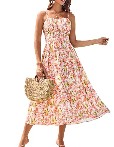GRACE KARIN 2026 Women's 2026 Floral Corset Sundress Summer Milkmaid Spaghetti Vacation Dress Flo... | Amazon (US)