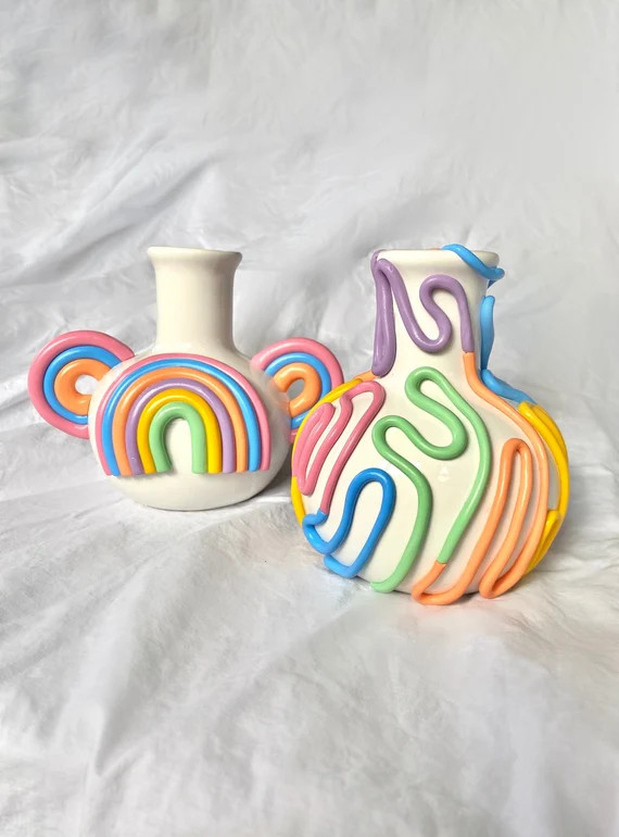 5 Tall Retro Eclectic Colorful Bud Vase/ Cute Ceramic | Etsy | Etsy (US)