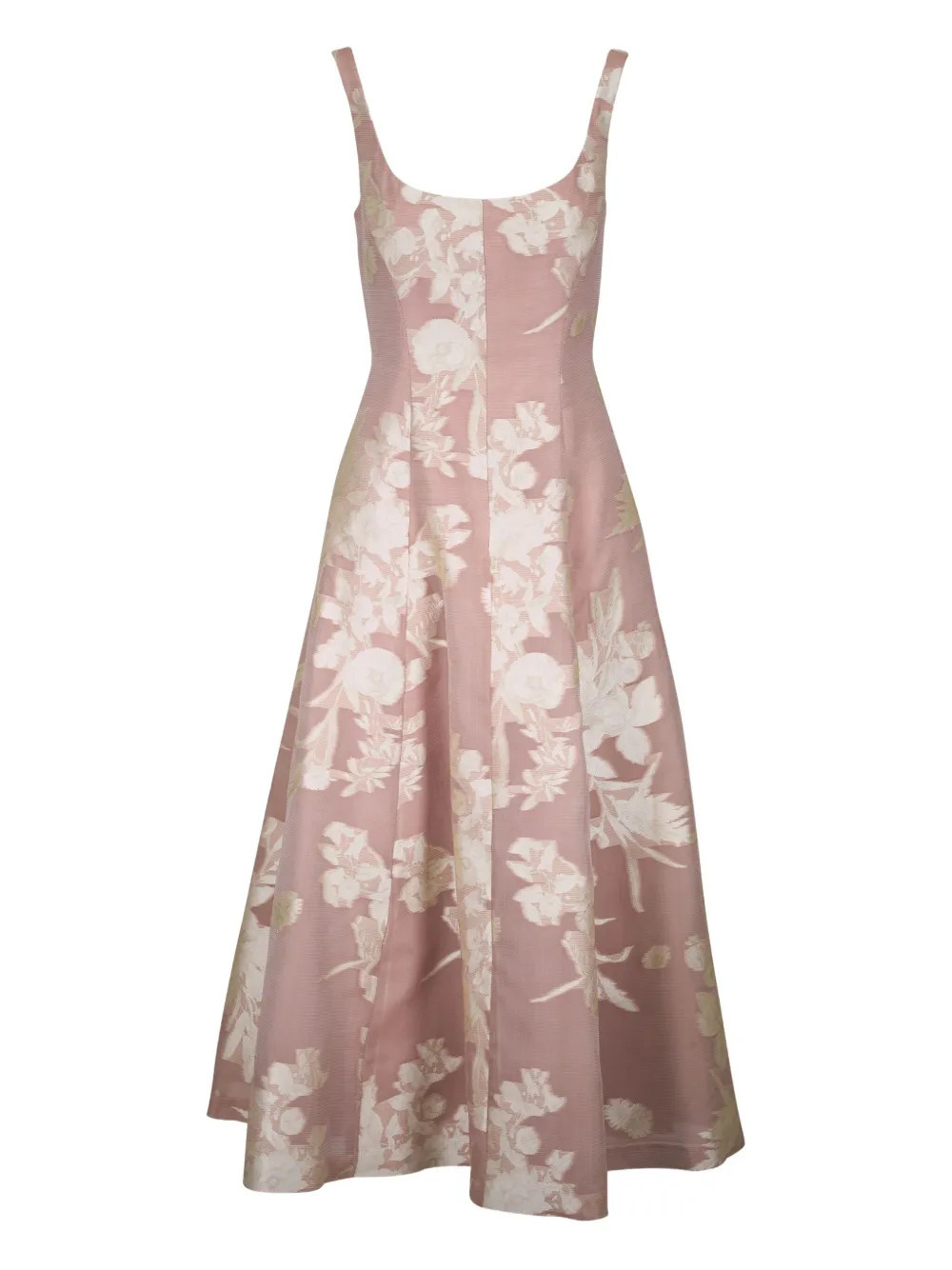 Lela Rose floral-print scoop-neck midi dress - Neutrals | Farfetch Global