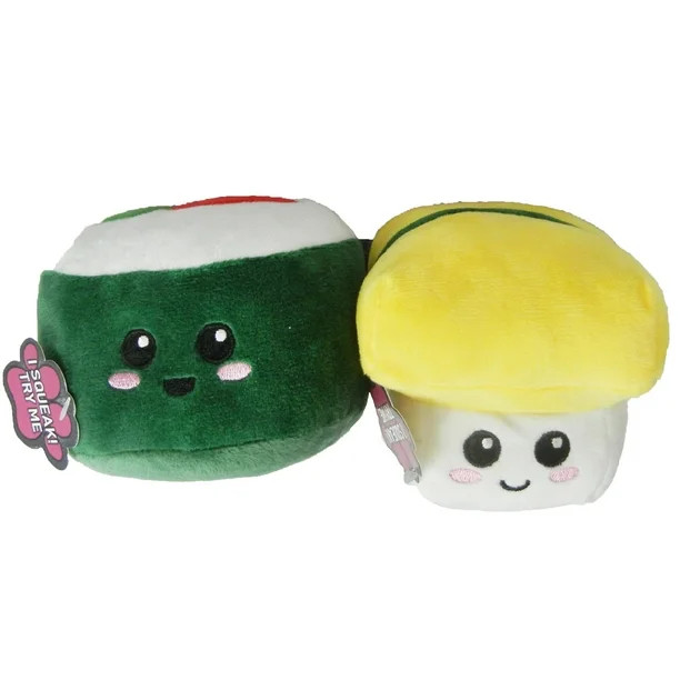 Posh Paws Plush Pet Toys - 2 Pack Sushi Rolls. Green, Yellow | Walmart (US)