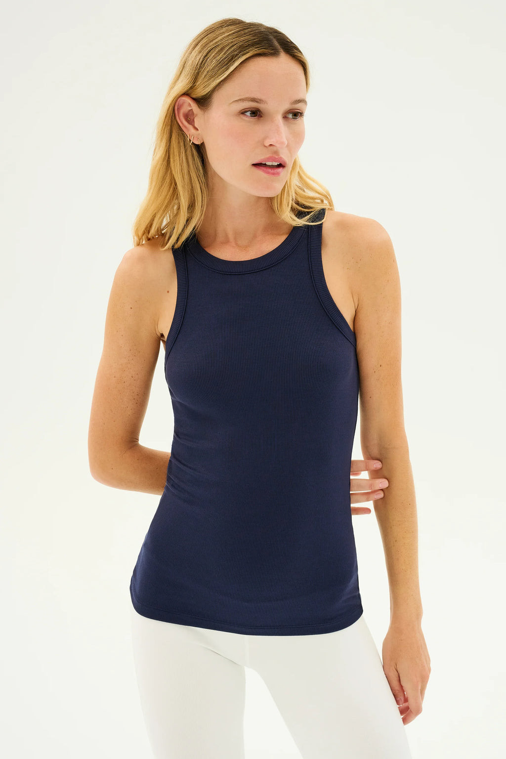 Splits59 Kiki Rib Full Length Tank - Navy | SculptHouse