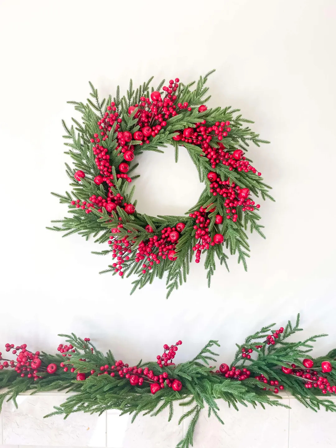 Red Apple and Berry Norfolk Pine Real Touch Faux Christmas Garland 60", High-end Artificial Holid... | Etsy (US)