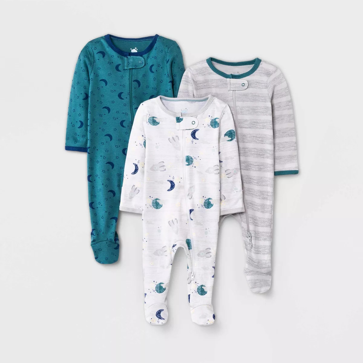 Baby Boys' 3pk Pandas Zip-Up Sleep N' Play - Cloud Island™ Heather Gray | Target