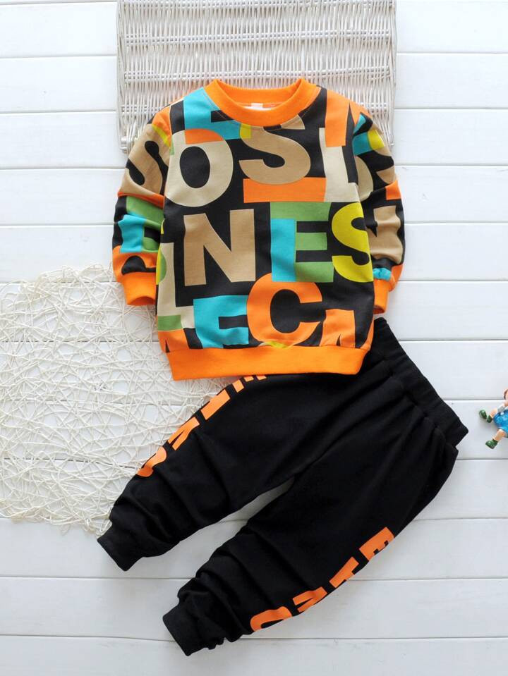 Toddler Boys Letter Graphic Sweatshirt & Joggers | SHEIN