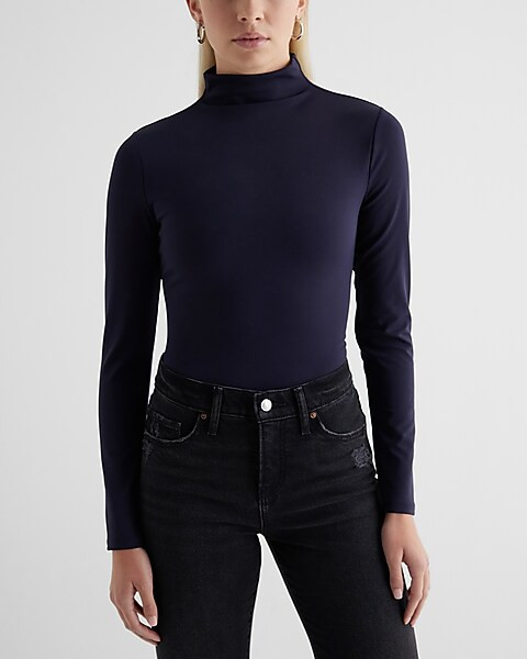 Body Contour High Compression Mock Neck Long Sleeve Bodysuit | Express