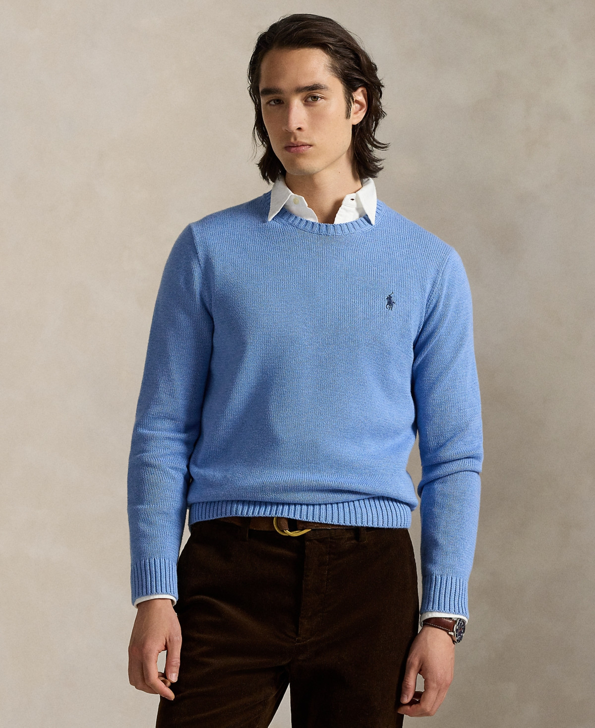 Polo Ralph Lauren Men's Cotton Crewneck Sweater - Soft Royal Heather | Macy's