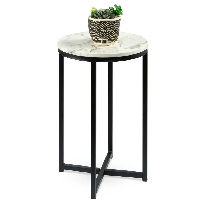 Best Choice Products 16in Faux Marble Modern Round Living Room Accent Side Table w/ Metal Frame -... | Walmart (US)