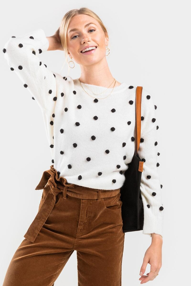 Josey Pom Crew Neck Sweater | Francesca’s Collections