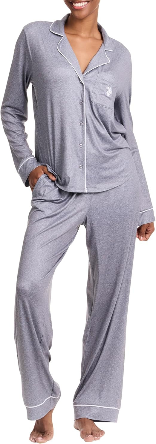 U.S. Polo Assn. Womens Pajama Set Long Sleeve Button Up Top and Pajama Pants | Amazon (US)