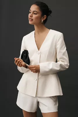 Mare Mare Plunge Peplum Blazer | Anthropologie (US)