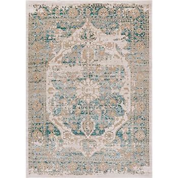 Well Woven KE-34 Kensington Maxwell Blue Modern Medallion Antique Vintage Distressed Area Rug 7'1... | Amazon (US)