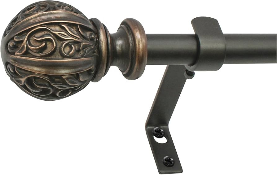 Decopolitan 29992-48VB Leaf Ball 5/8" Curtain Rod Set, 48 to 86 Inches, Vintage Bronze | Amazon (US)