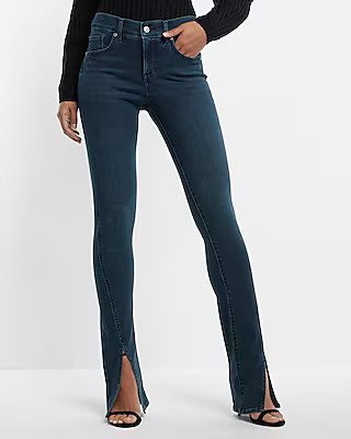 Mid Rise Dark Wash Front Vent Skyscraper Jeans | Express