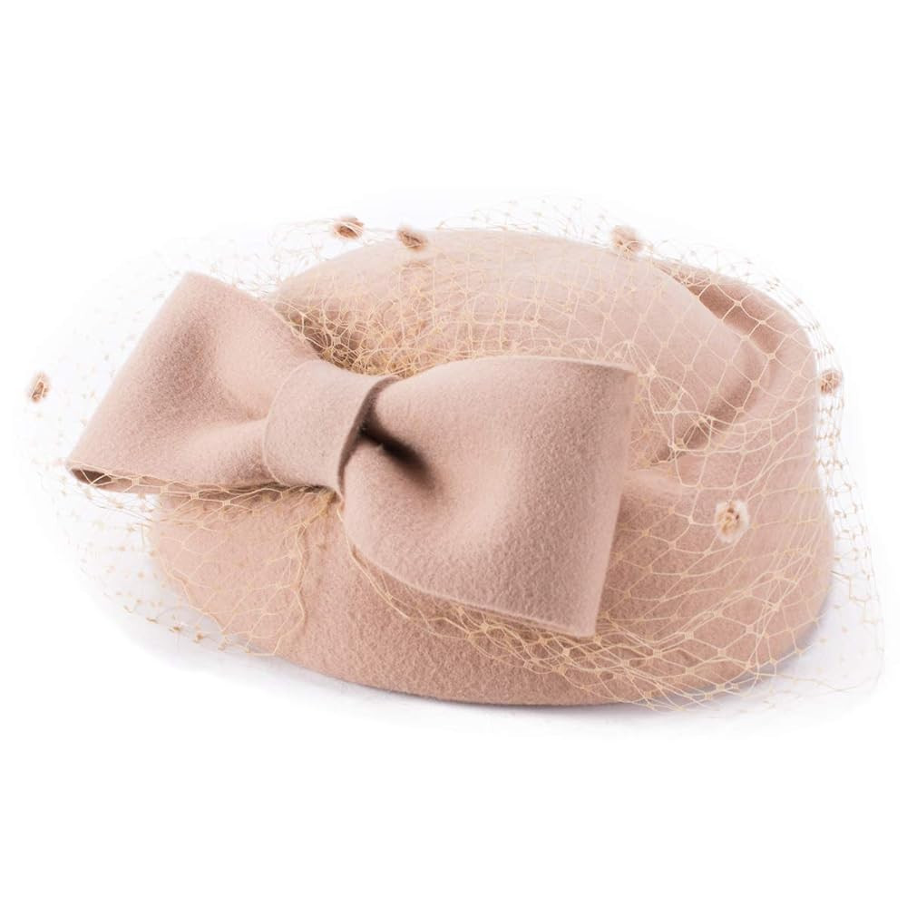 Lawliet Womens Dress Fascinator Wool Felt Pillbox Hat Party Wedding Bow Veil A080 | Amazon (US)