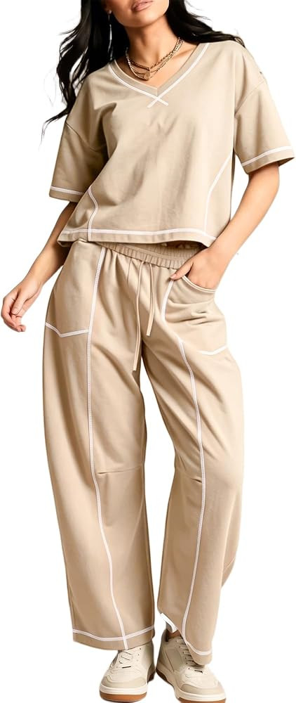 Hixiaohe Womens Sweatsuits 2 Piece Outfits Trendy Matching Lounge Set | Amazon (US)