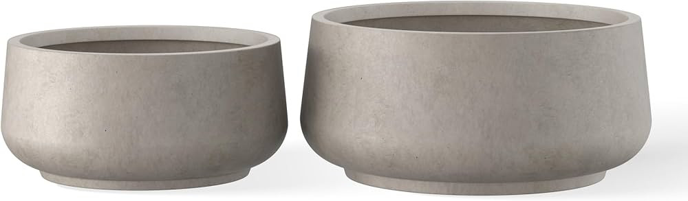 Kante 13.4 and 16.1 Inch Dia Large Round Panter (Set of 2), Outdoor Indoor Concrete Plant Pots wi... | Amazon (US)