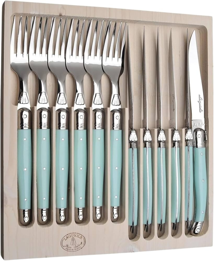 Jean Dubost JD97-13693.TQ 12 Piece Cutlery Set With Handles, Turquoise | Amazon (US)