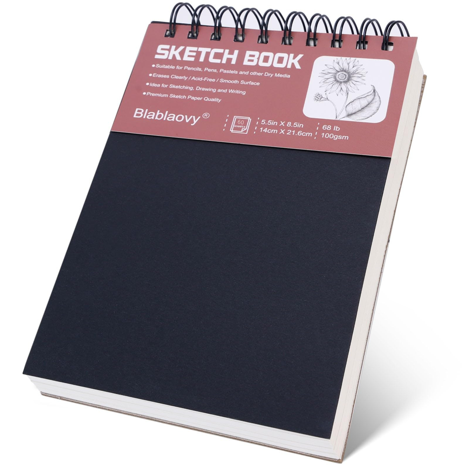 Sketch Book, 5.5" x 8.5" Sketchbook with 60 Sheets (68lb/100gsm), 1 Pack Drawing Pad Acid Free Dr... | Amazon (US)