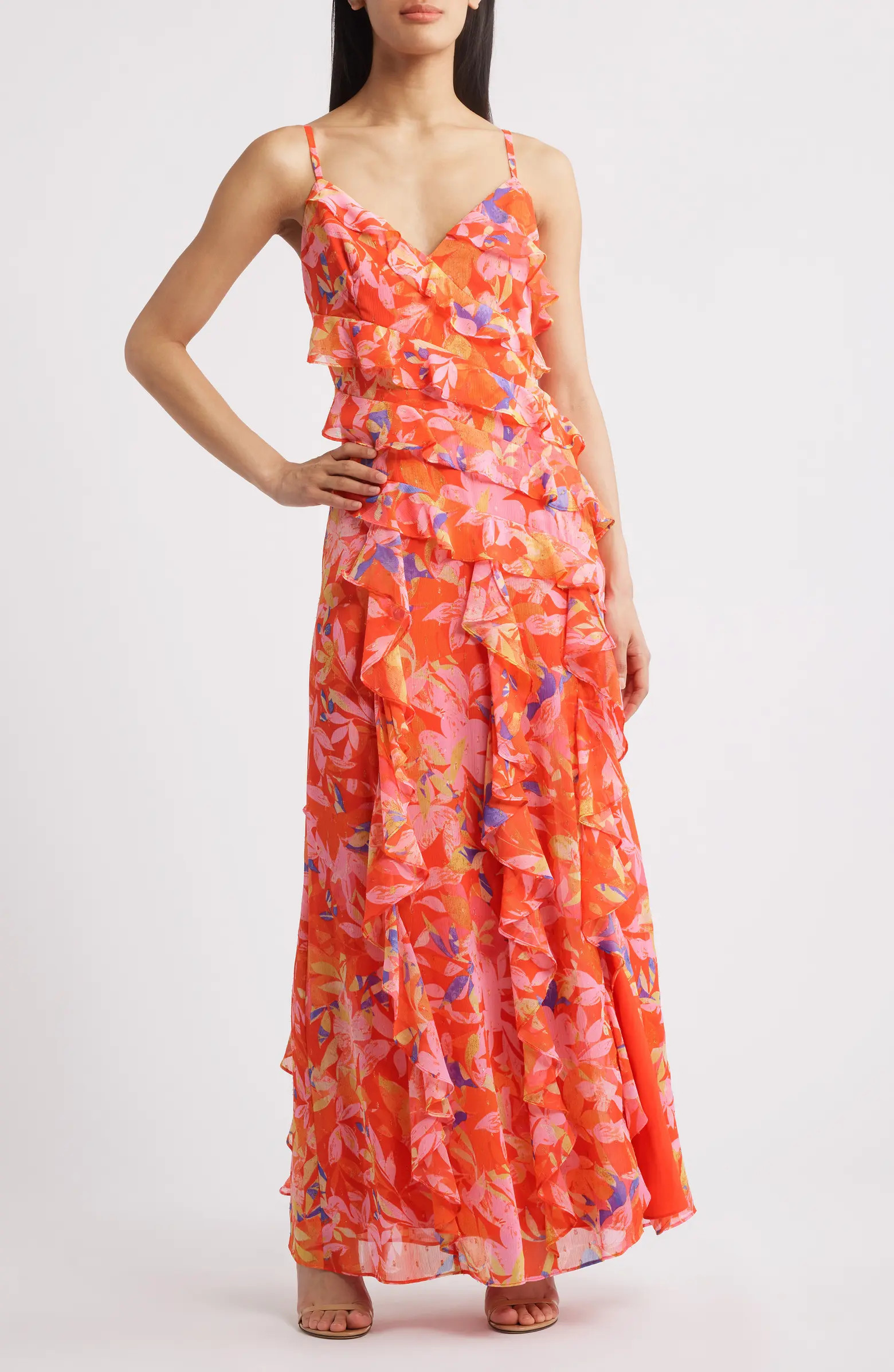 Floral Ruffle Fil Coupé Maxi Dress | Nordstrom