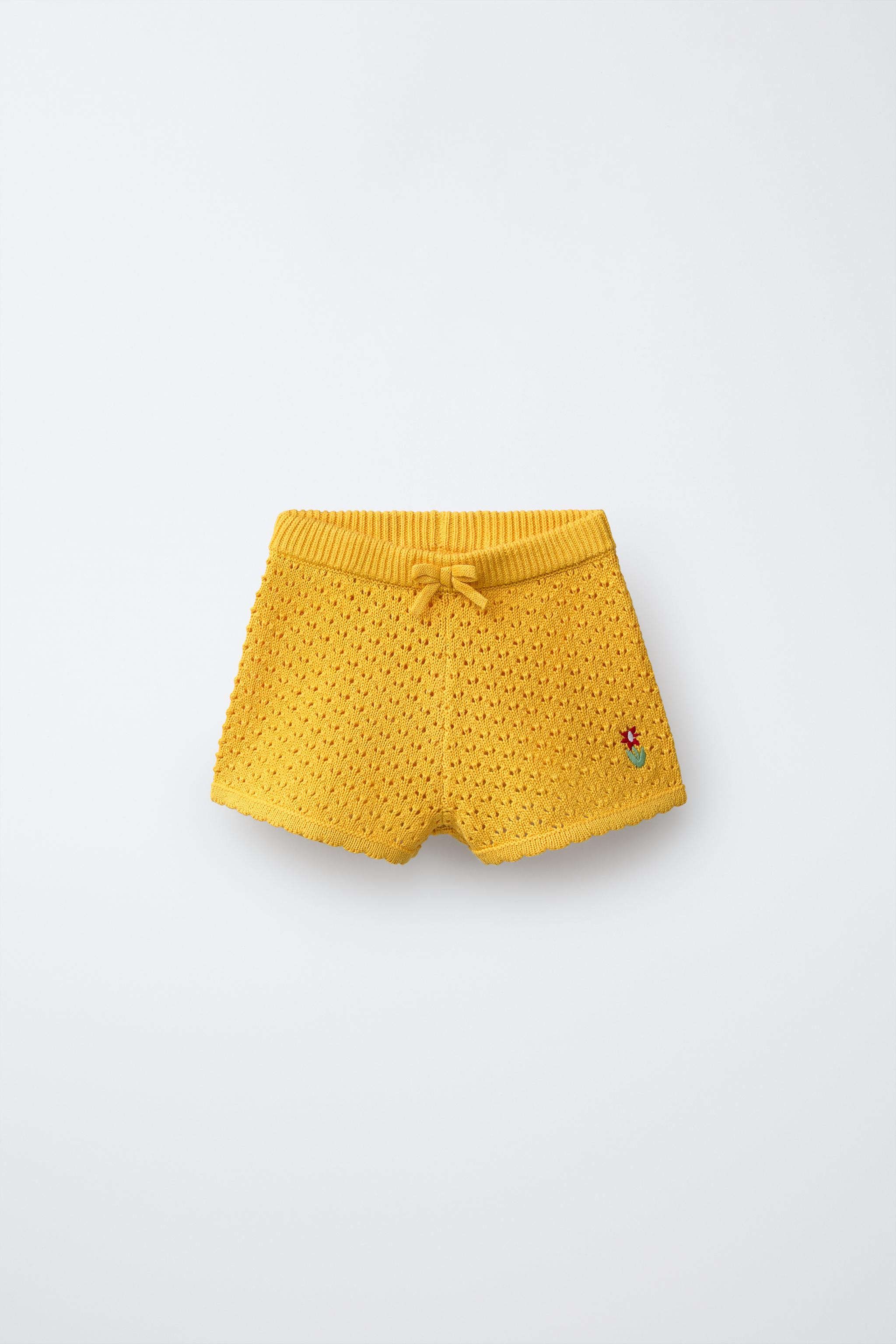 EMBROIDERED FLORAL KNIT SHORTS | Zara US