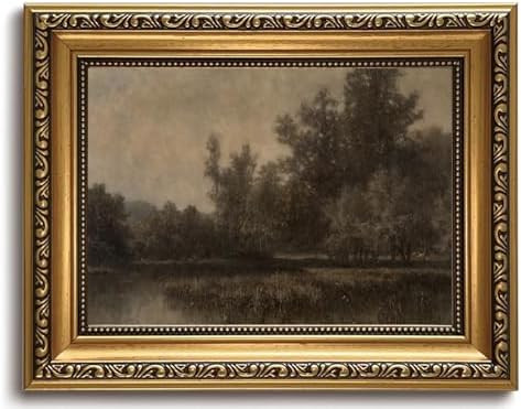 LHHJDIO Vintage Gold Framed Wall Art Moody Landscape Canvas Wall Art Farmhouse Fall Picture Wall ... | Amazon (US)