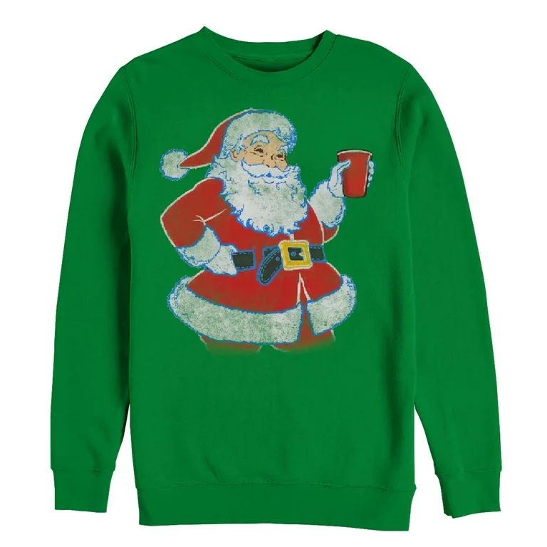 Women's Lost Gods Ugly Christmas Santa Party Time  Sweatshirt Kelly Green Small | Walmart (US)