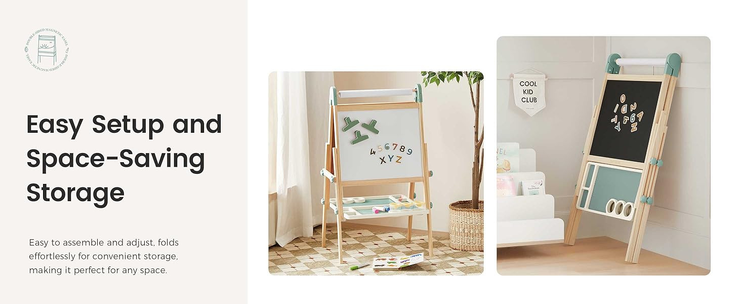 Tiny Land Easel for Kids, Double-Sided Magnetic Easel with Drawing Accessories, Adjustable Wooden... | Amazon (US)