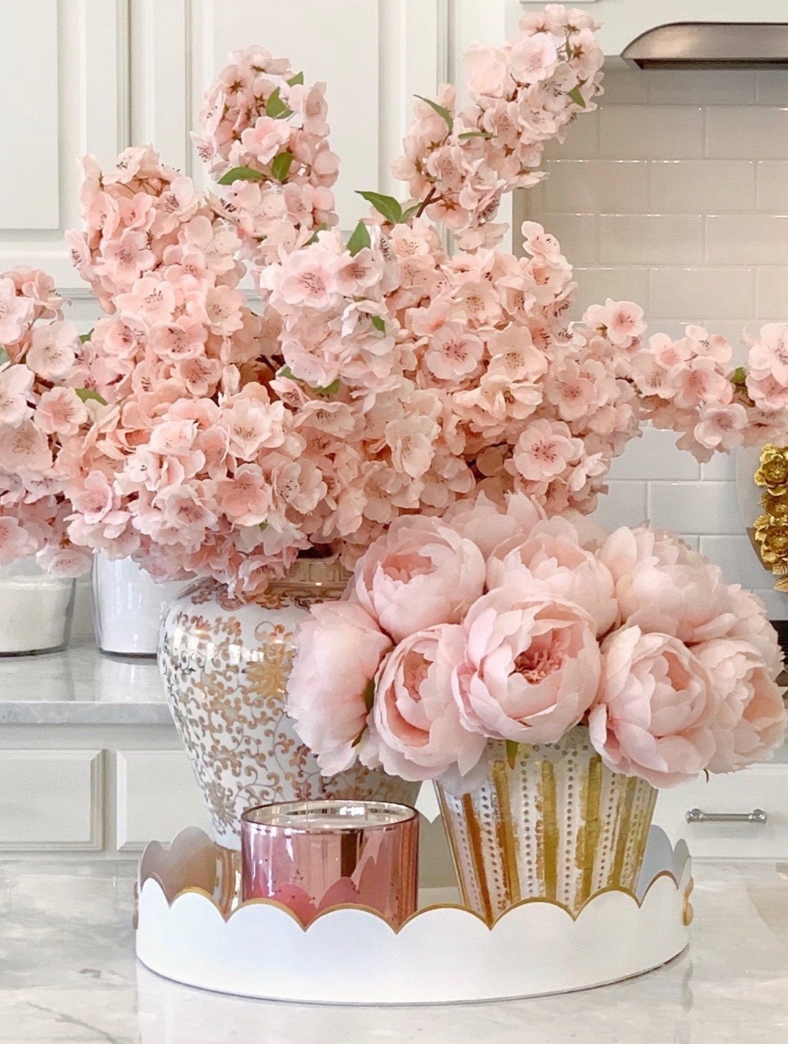 Pink cherry blossoms and peonies perfect for Valentine’s Day 
