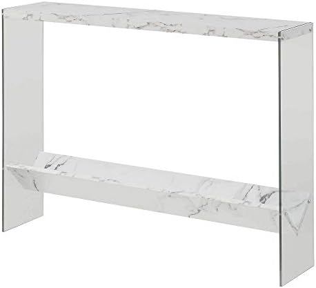 Convenience Concepts SoHo V Console Table with Shelf, White Faux Marble | Amazon (US)