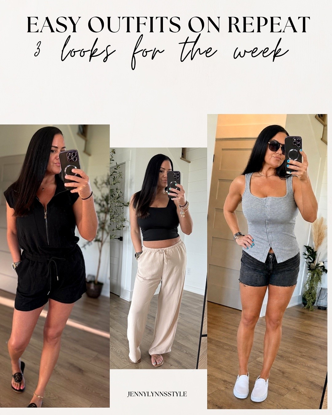 Three easy looks, one thing in common: a little black always makes it better. 🖤

These are the kind of outfits I reach for on repeat—comfortable, flattering, easy to throw together, but still make you feel put together. From casual and comfy to a little more elevated, these are proof you don’t need a complicated outfit to look good.

#ootd #summerstyle #blackoutfits #casual #summer #affordablefashion

#LTKootd #LTKMidsize #LTKSeasonal
