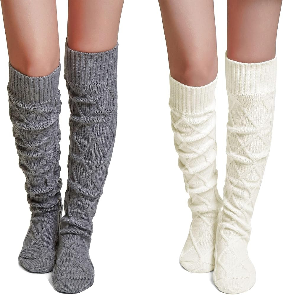 Pcavin Thigh High Socks for Women Cable Knit Over the Knee Boot Socks, Long Warm Leg Warmers Wint... | Amazon (US)