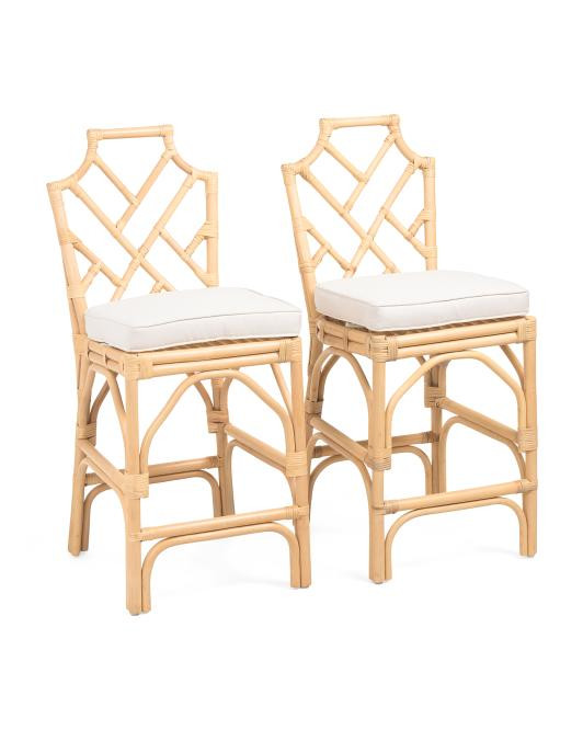 Set Of 2 Bamboo Detail Counter Stools | TJ Maxx
