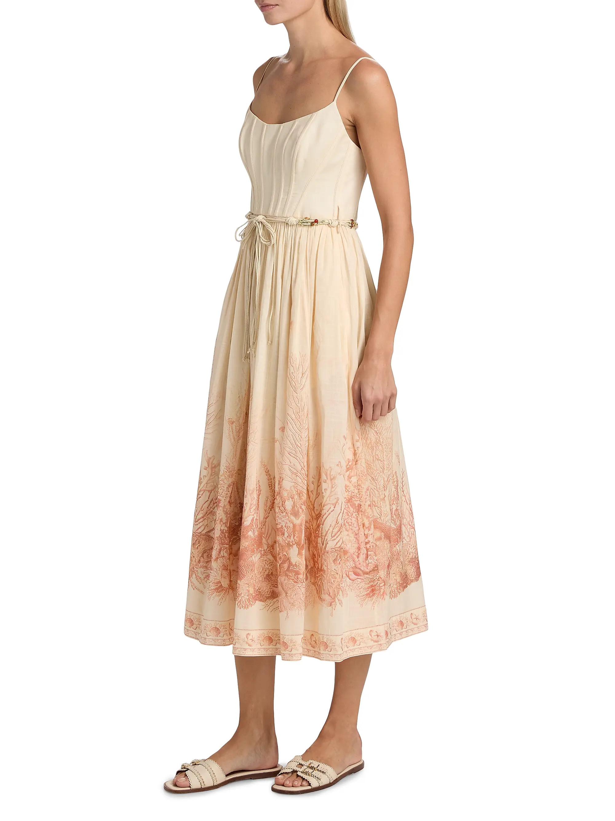 Zimmermann Wanderlust Printed Corset Cotton Midi-Dress | Saks Fifth Avenue | Saks Fifth Avenue