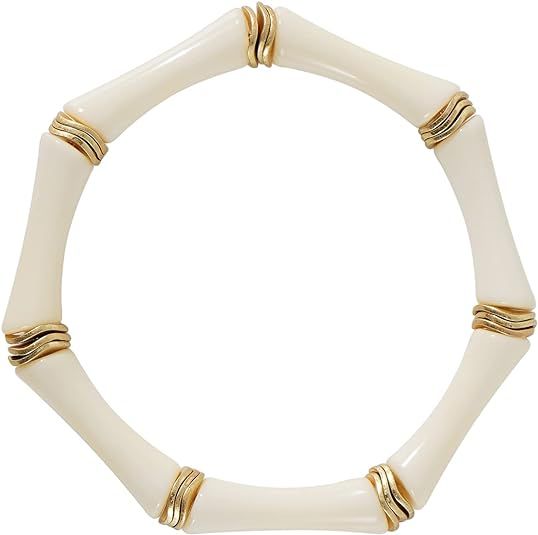 Sajidos Bamboo Tube Bangle Bracelets for Women Stacking Chunky Colorful Acrylic Beads Stretch Bra... | Amazon (US)