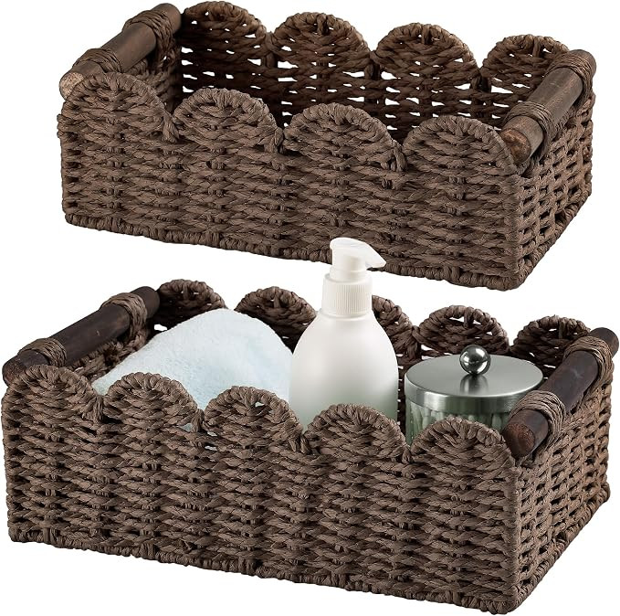 Storage Basket Wicker Baskets for Organizing Toilet Paper Storage Basket for Toilet Tank Top,Brow... | Amazon (US)