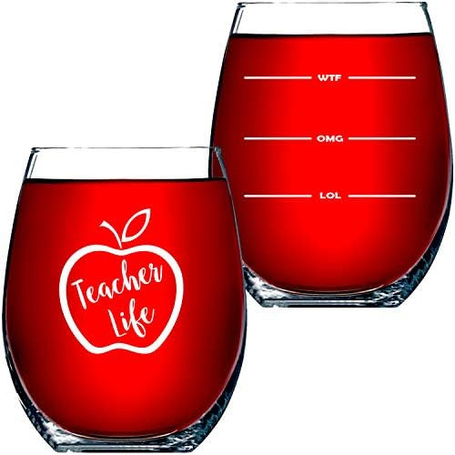 Teacher Gifts For Women or Men – Appreciation Gifts – 15 OZ Stemless Wine Glass “Teacher Li... | Amazon (US)