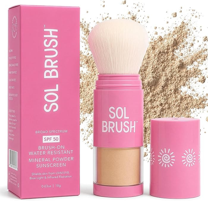 SPF 50 Mineral Sunscreen Powder, Broad Spectrum UVA/UVB Protection Sunscreen, Mess Free Brush On ... | Amazon (US)