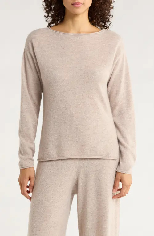 Nordstrom Cashmere Lounge Top in Tan Oxford Heather at Nordstrom, Size Small | Nordstrom
