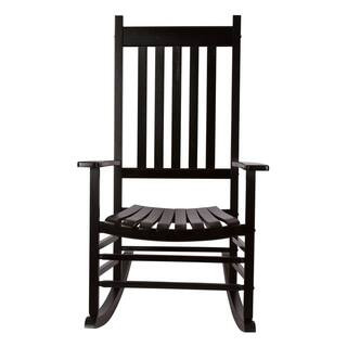Vermont Porch Rocker Black Wood Outdoor Rocking Chair | The Home Depot