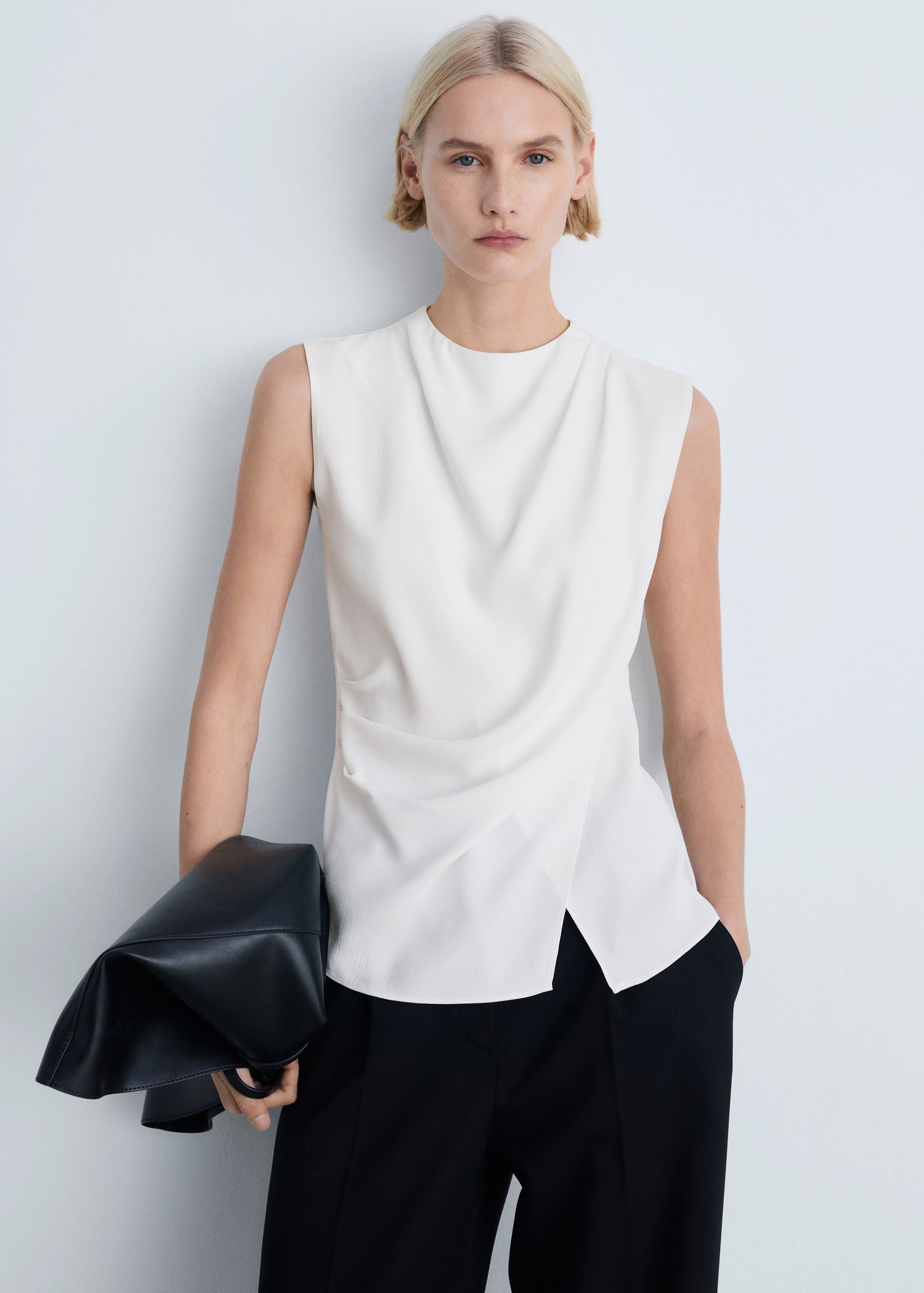 Sleeveless draped blouse - Women | MANGO USA | Mango (US/MX/AU)
